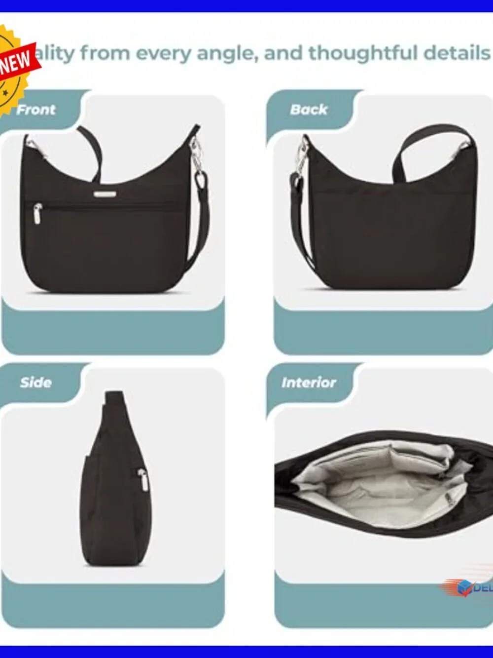 Anti-Theft Hobo Crossbody Bag with RFID Blocking, Slash Resistant